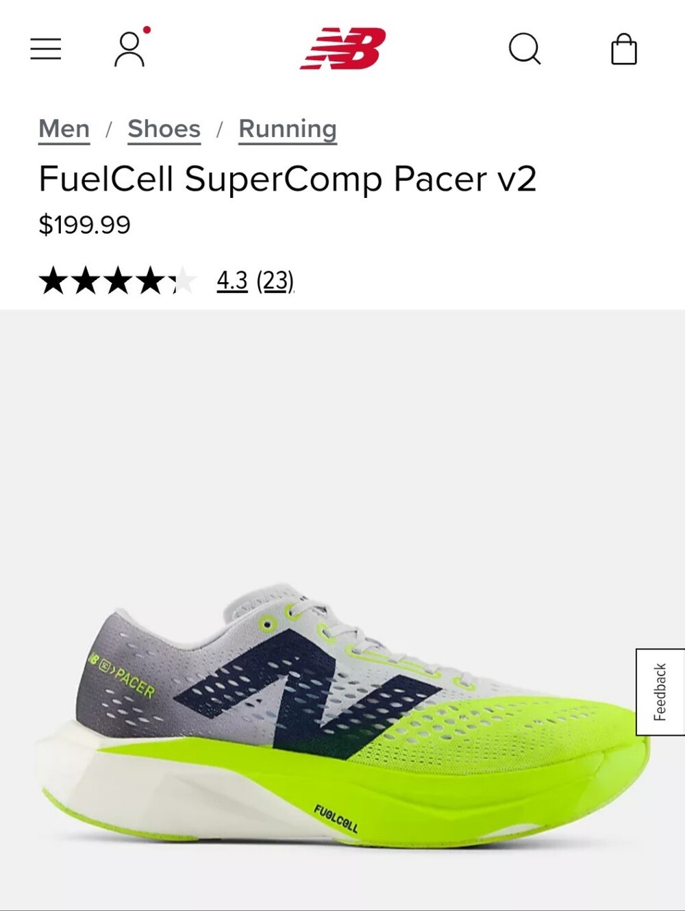 5/26 Released New Balance FuelCell SuperComp Pacer v2 Men's 10.5 W Running Shoes